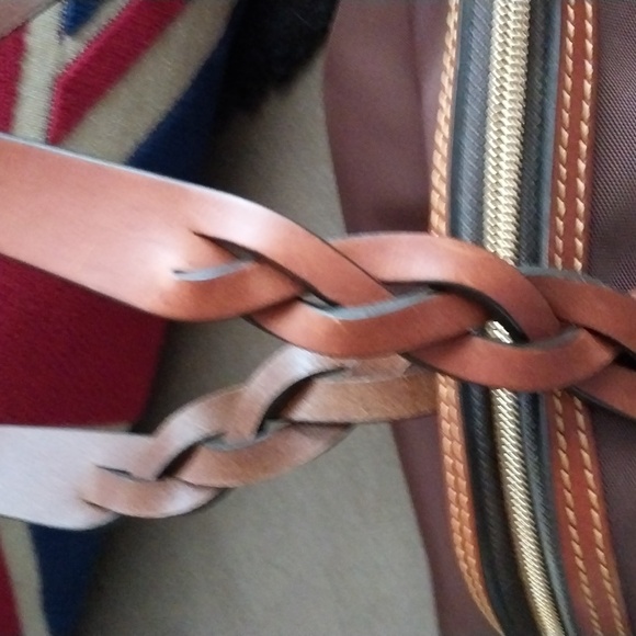 Dooney & Bourke medium satchel. Canvas w/leather trim. Key keeper. Used once. - Picture 3 of 6